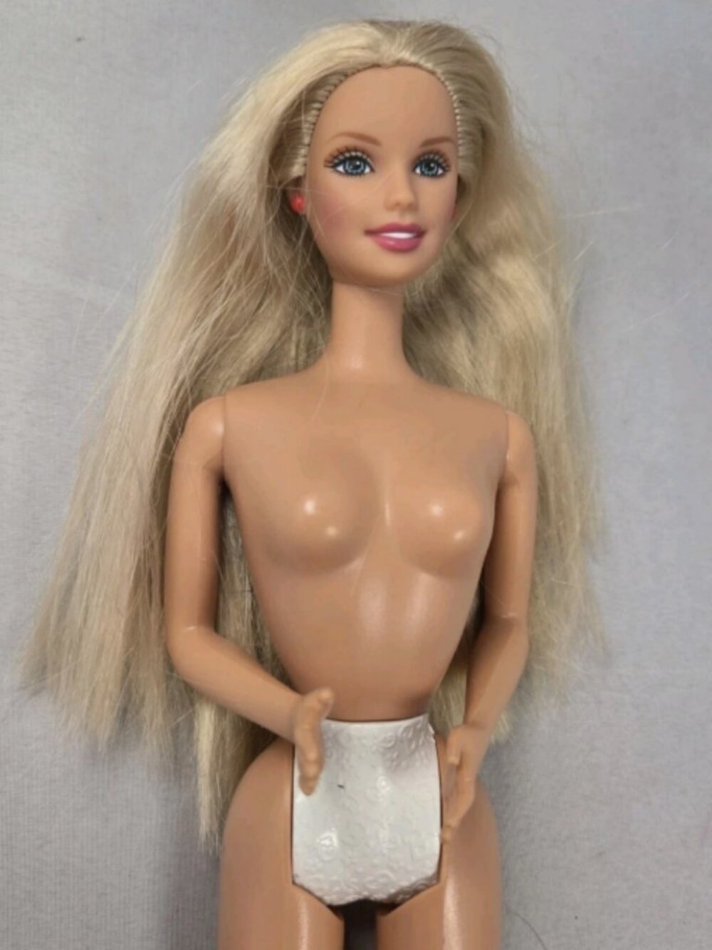 Barbie Doll 1966 Body 1998 Head Blonde Hair Blue Eyes Red Earrings Mattel Toy